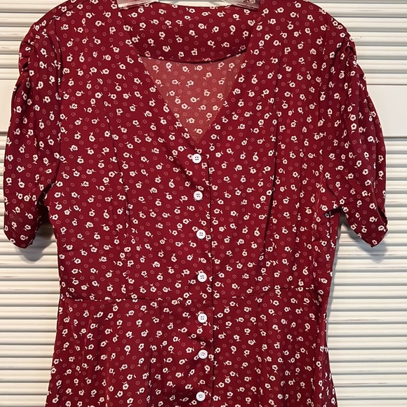 Burgundy Button Down Maxi Dress - Picture 4 of 6